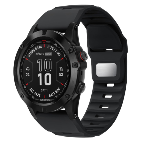 Силіконовий ремінець QuickFit 26 мм для Garmin Fenix 7X/6X/5X, Enduro 2, Tactix, Descent, Epix Pro (Чорний)