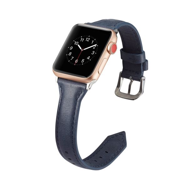 Шкіряний ремінець BlackPink Вузький для Apple Watch 42/44mm, Темно-синій