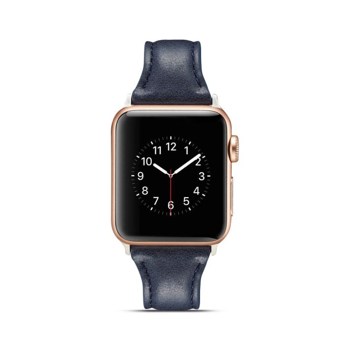 Шкіряний ремінець BlackPink Вузький для Apple Watch 42/44mm, Темно-синій