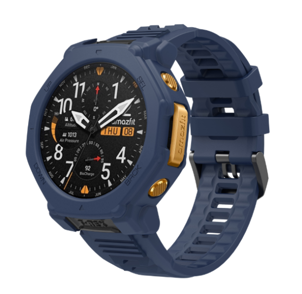 Силіконовий ремінець Armor Sport із захисним корпусом для Amazfit T-Rex 3 Pro, 22 мм (синій)
