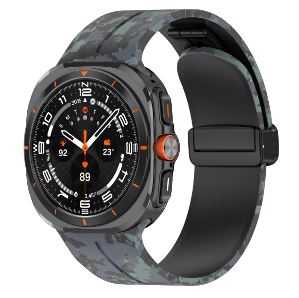 Камуфляжний силіконовий ремінець з магнітною пряжкою для Samsung Galaxy Watch7 Ultra 47 мм (чорний)