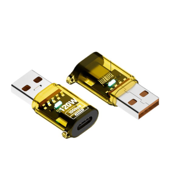 Перехідник USB-A на Type-C 3.2 Gen2 10Gbps 120W адаптер A → C (жовтий)