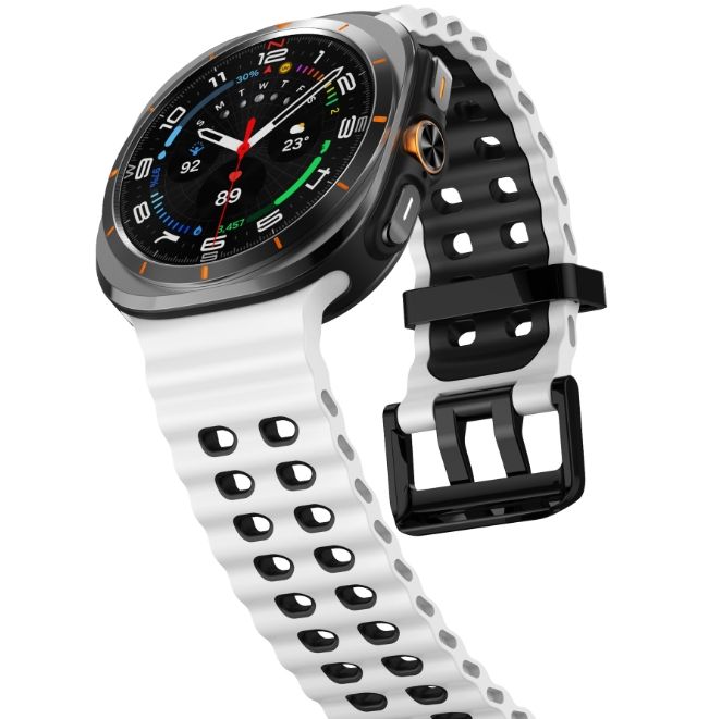 Двоколірний силіконовий ремінець для Samsung Watch Ultra 47 мм (білий)
