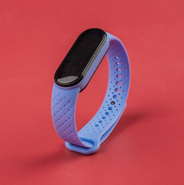 Силиконовый ремешок с имитацией плетения для Mi Band 3 | 4 (Джинсовый)