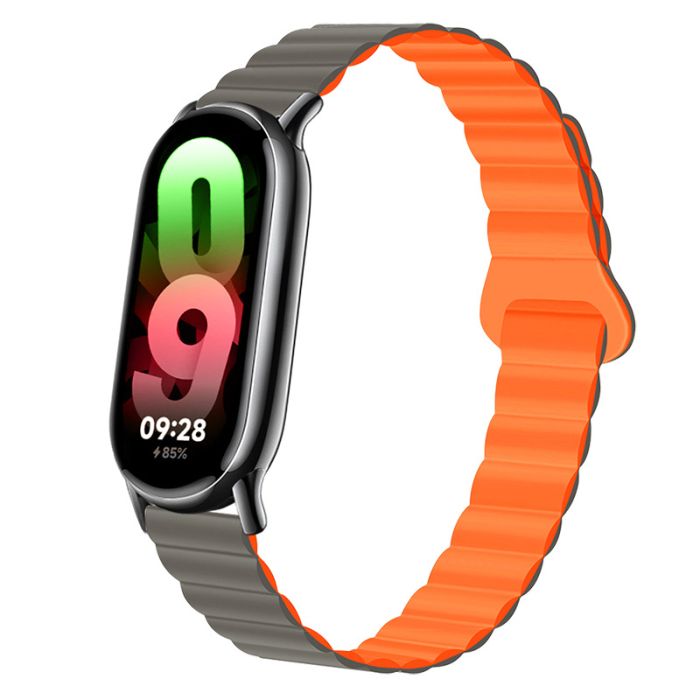 Ремінець магнітний силіконовий на MIband 8/9 , Чорний+сірий (Сірий)