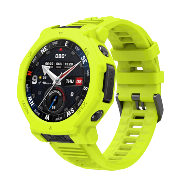 Силіконовий ремінець Armor Sport із захисним корпусом для Amazfit T-Rex 3 Pro, 22 мм (салатовий)