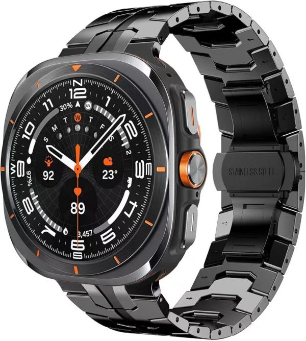 Металевий ремінець з фіксатором "IRON MAN" для Samsung Galaxy Watch 7 Ultra (Чорний)