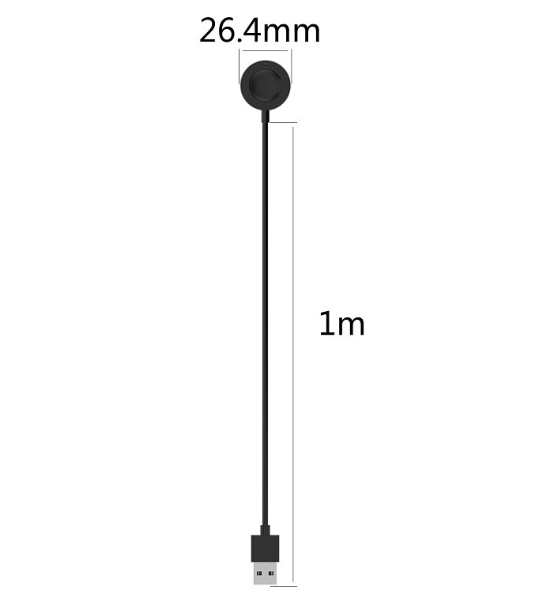 Магнітний зарядний кабель для годинників Fossil Gen 4/5/6, Diesel, Armani, Michael Kors (Black)