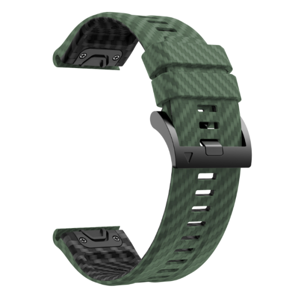 Силіконовий ремінець з карбоновим візерунком  22 мм для Garmin Fenix / Enduro / Tactix (Haki)