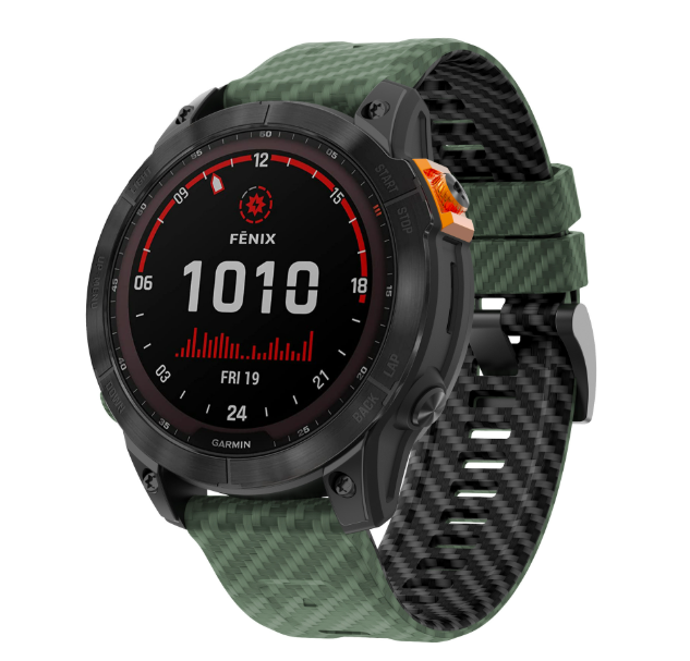 Силіконовий ремінець з карбоновим візерунком  22 мм для Garmin Fenix / Enduro / Tactix (Haki)