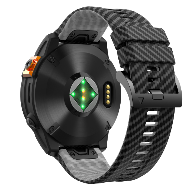 Силіконовий ремінець з карбоновим візерунком  22 мм для Garmin Fenix / Enduro / Tactix (Black+Grey)