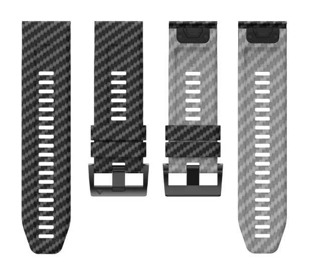 Силіконовий ремінець з карбоновим візерунком  22 мм для Garmin Fenix / Enduro / Tactix (Black+Grey)