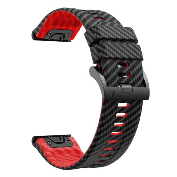 Силіконовий ремінець з карбоновим візерунком  22 мм для Garmin Fenix / Enduro / Tactix (Red)