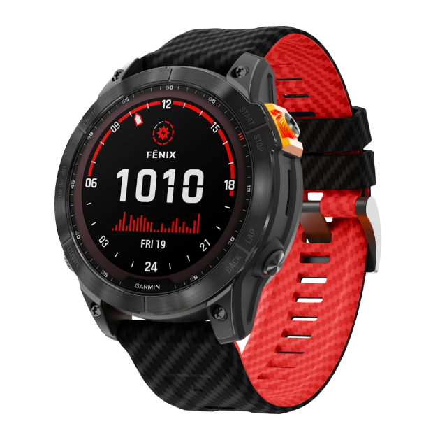 Силіконовий ремінець з карбоновим візерунком  22 мм для Garmin Fenix / Enduro / Tactix (Red)