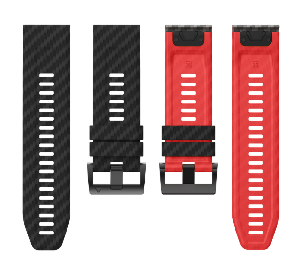 Силіконовий ремінець з карбоновим візерунком  22 мм для Garmin Fenix / Enduro / Tactix (Red)