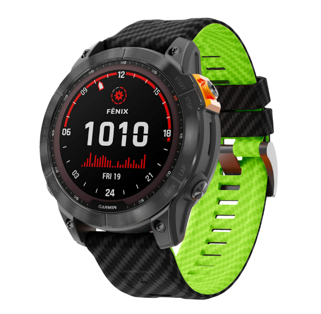 Силіконовий ремінець з карбоновим візерунком  22 мм для Garmin Fenix / Enduro / Tactix (Green)