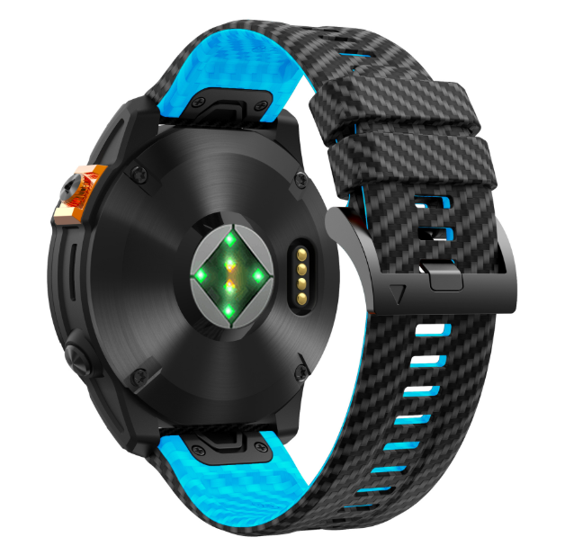 Силіконовий ремінець з карбоновим візерунком  22 мм для Garmin Fenix / Enduro / Tactix (Lihgt Blue)