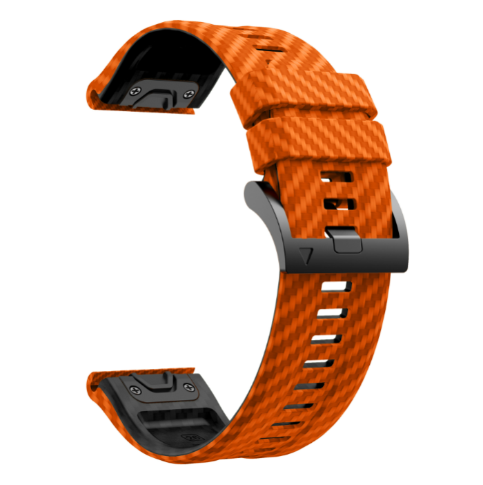 Силіконовий ремінець з карбоновим візерунком  22 мм для Garmin Fenix / Enduro / Tactix (Orange+Black)