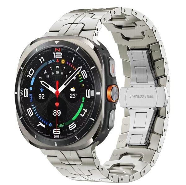 Металевий ремінець з фіксатором "IRON MAN" для Samsung Galaxy Watch 7 Ultra (Срібний)