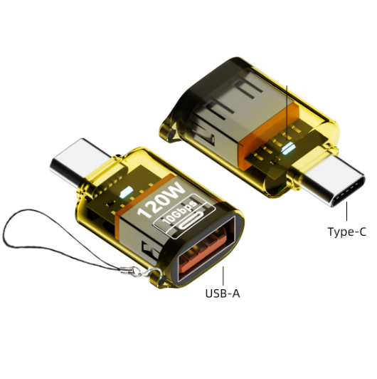 Перехідник Type-C на USB 3.2 Gen2 (10Gbps) 120W OTG адаптер Type C → USB-A (жовтий)