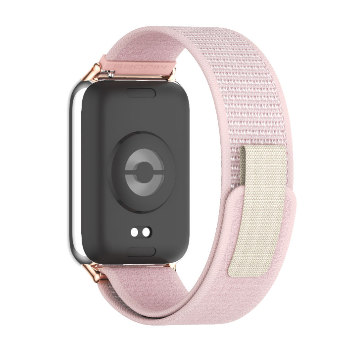 Нейлоновий ремінець з липучкою для Redmi Watch 4 / 5, Mi Band 8 Pro / 9 Pro (Рожевий+золотий)