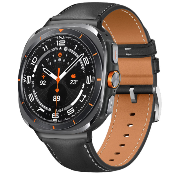Ремінець з натуральної шкіри для Samsung Galaxy Watch Ultra / Watch 6 Classic (Чорний)