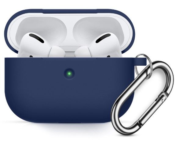 Чохол Силіконовий BlackPink для AirPods Pro Ultra Classic з карабіном, Зелений (Темно синий)