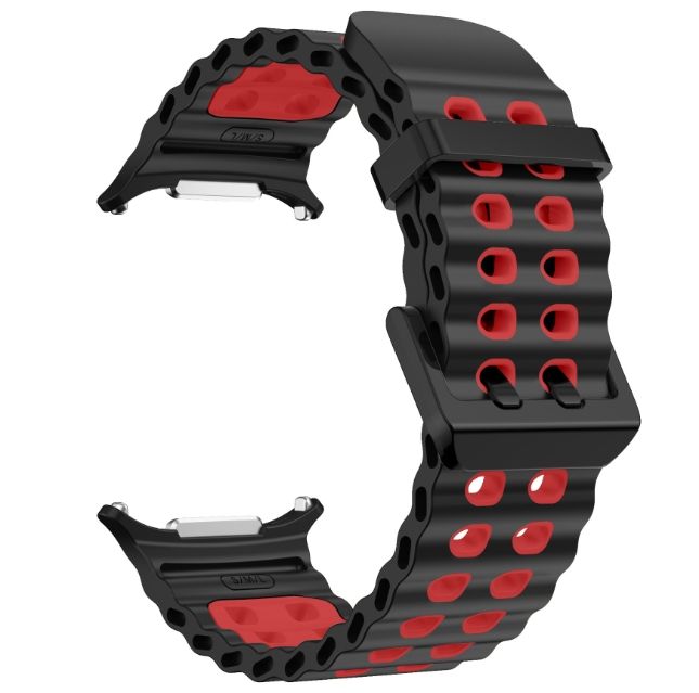Двоколірний силіконовий ремінець для Samsung Watch Ultra 47 мм (чорний+червоний)