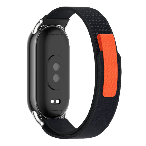 Тканинний ремінець з липучкою для Mi Band 8 / 9  (Чорний+срібний)