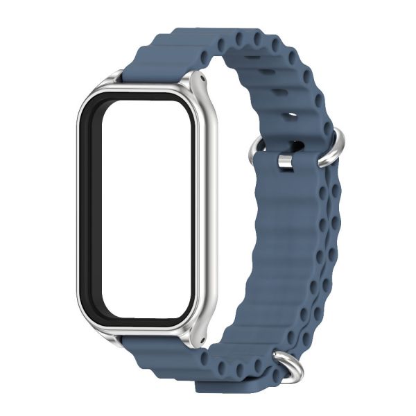 Силіконовий ремінець Ocean з алюмінієвою рамкою для Mi Band 9 Active / Redmi Band 3 (Синій)