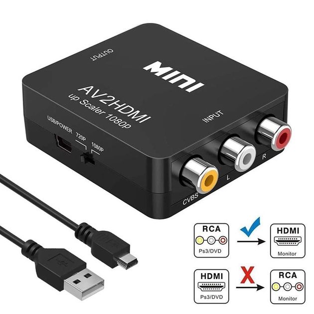 Перехідник AV2HDMI Up Scalre 1080P Black