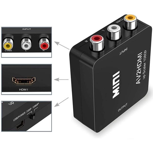 Перехідник AV2HDMI Up Scalre 1080P Black