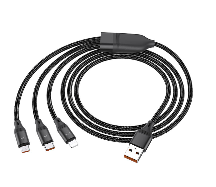 Дата кабель Hoco U104 Ultra 6A 3in1 Lightning -MicroUSB-Type-C