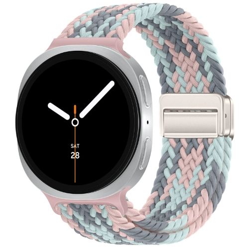 Ремінець плетений нейлоновий з магнітною застібкою для Samsung Watch 22 мм (gray pink blue)