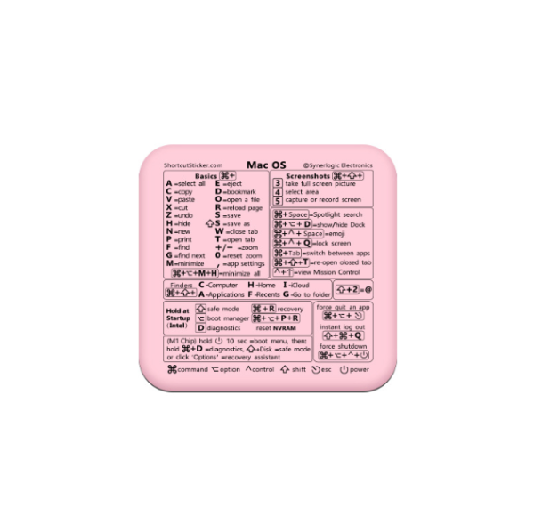 Підставка для зап’ястя з гарячими клавішами Mac OS (наклейка для MacBook) (Pink)