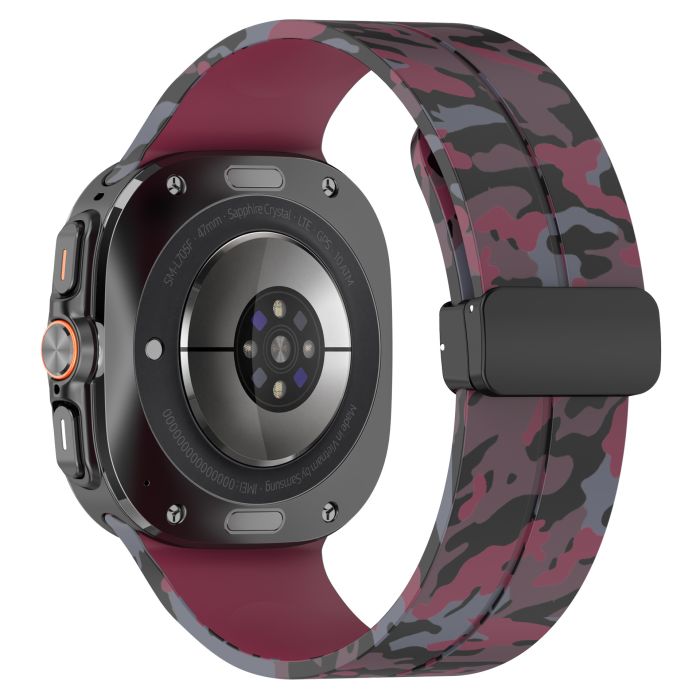 Камуфляжний силіконовий ремінець з магнітною пряжкою для Samsung Galaxy Watch7 Ultra 47 мм (бордовий)