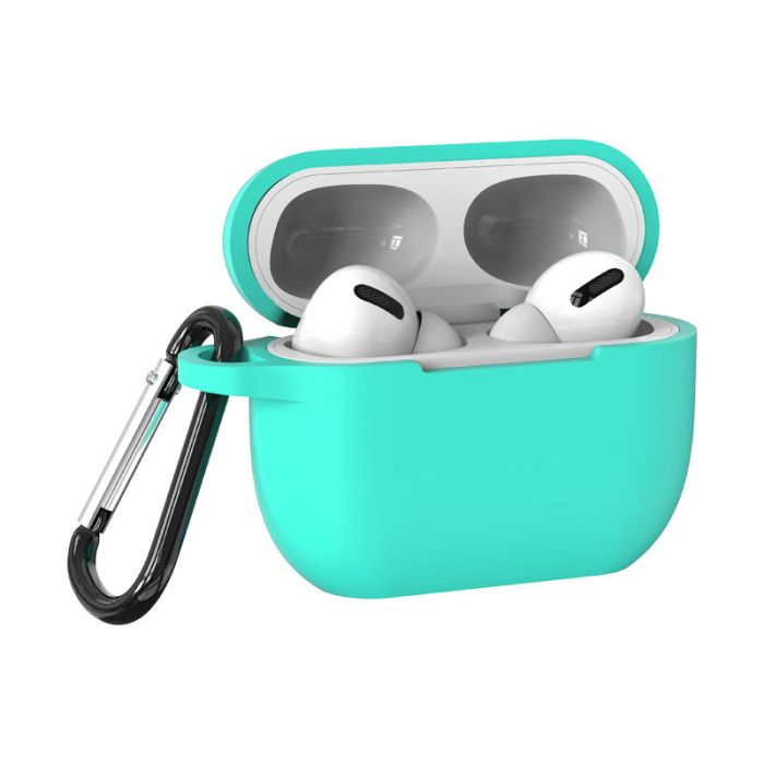 Силіконовий чохол для Apple AirPods PRO/PRO 2 з карабіном (Ментоловий)
