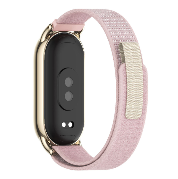 Тканинний ремінець з липучкою для Mi Band 8 / 9  (Рожевий+золотий)