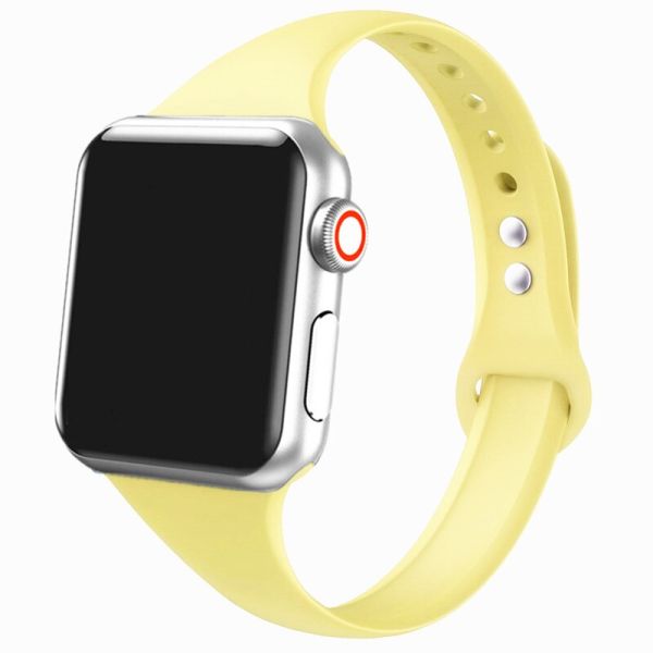 Ремінець BlackPink Силіконовий Вузький для Apple Watch 42/44mm Світло-рожевий (Жовтий)