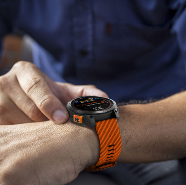 Силіконовий ремінець з карбоновим візерунком 26 мм для Garmin Fenix / Enduro / Tactix (Orange+Black)