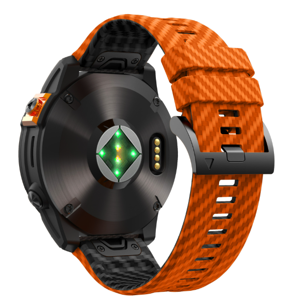 Силіконовий ремінець з карбоновим візерунком 26 мм для Garmin Fenix / Enduro / Tactix (Orange+Black)