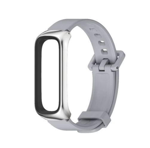 Силіконовий ремінець з захисною рамкою для Samsung Galaxy Fit 2 (сірий)