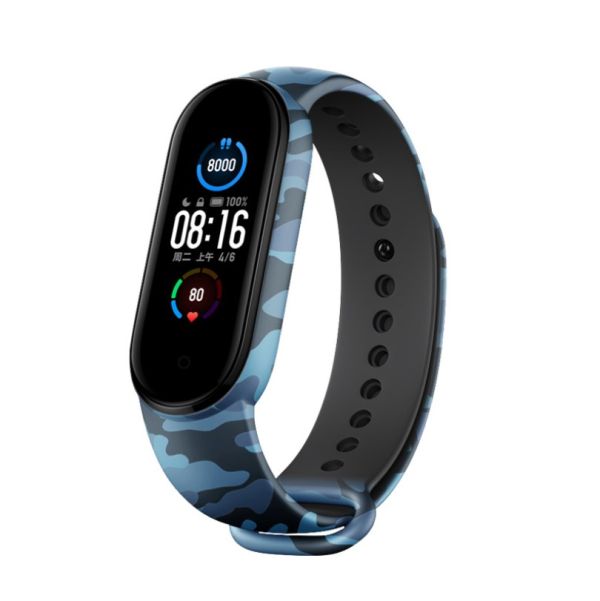 Ремінець BlackPink Силіконовий Хакі для Mi Band 5, Сірий (Синий)