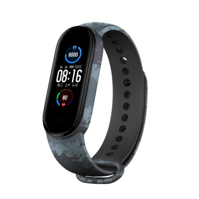 Ремінець BlackPink Силіконовий Хакі для Mi Band 5, Сірий (Серый)
