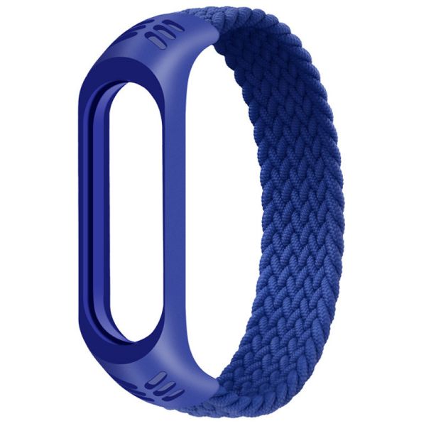 Тканинний монобраслет Braided Solo Loop для Xiaomi Mi Band 3 | 4 | 5 | 6 (S - 160 мм), Чорний (Синій)