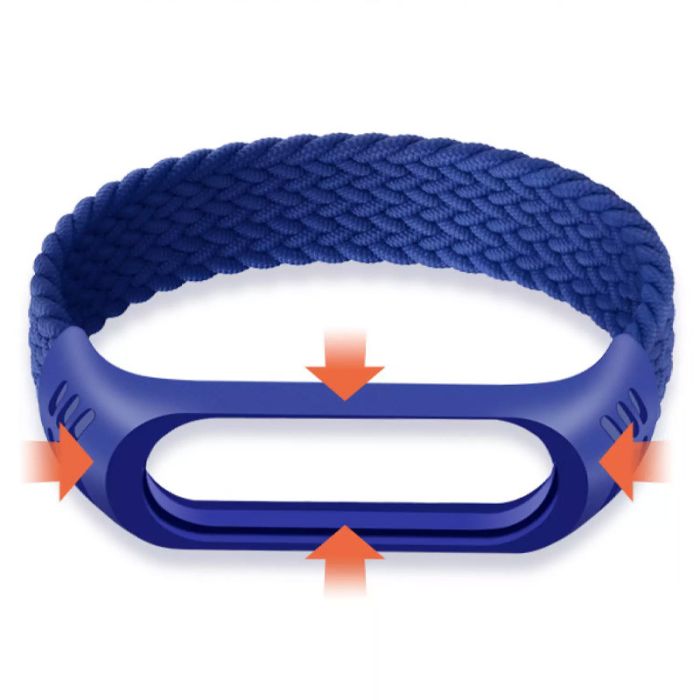 Тканинний монобраслет Braided Solo Loop для Xiaomi Mi Band 3 | 4 | 5 | 6 (S - 160 мм), Чорний (Синій)