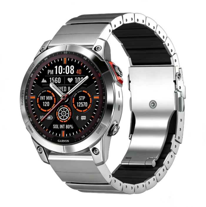 Титановий ремінець для Garmin 22 мм Quick Release — браслет Titanium з силіконовою вставкою, проти п (silver)