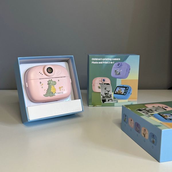 Дитяча миттєва камера з принтером Dragon  +  рулони для друку(DIY Instant Camera) (Рожевий)