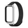  Тканевий ремінець з металевою рамкою для Mi Band 9 Active / Redmi Band 3 (Чорний+срібло)