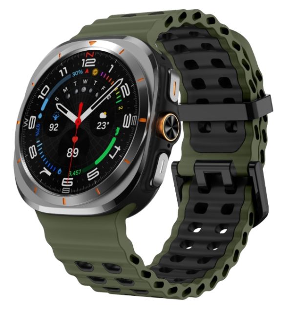 Двоколірний силіконовий ремінець для Samsung Watch Ultra 47 мм (темно зелений)